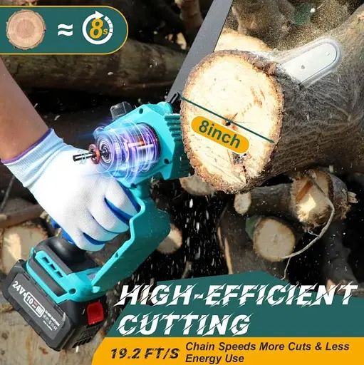 Бездротова акумуляторна міні ланцюгова пилка chain saw 8 дюймів з подачею олії 2 акб і зарядним пристроєм  - фото 3