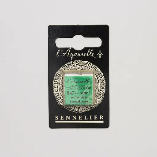 Акварельна фарба Sennelier, полукювета, S1, Смарагдово-зелений (Emerald Green)