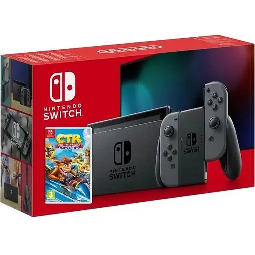 Nintendo Switch Gray (Upgraded version) + Гра Crash Team Racing Nitro-Fueled