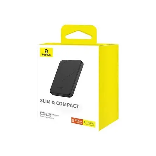 Магнитный павербанк Baseus Magnetic 5000 mAh 20 W с беспроводной зарядкой MagSafe и индикатором заряда черный - фото 5