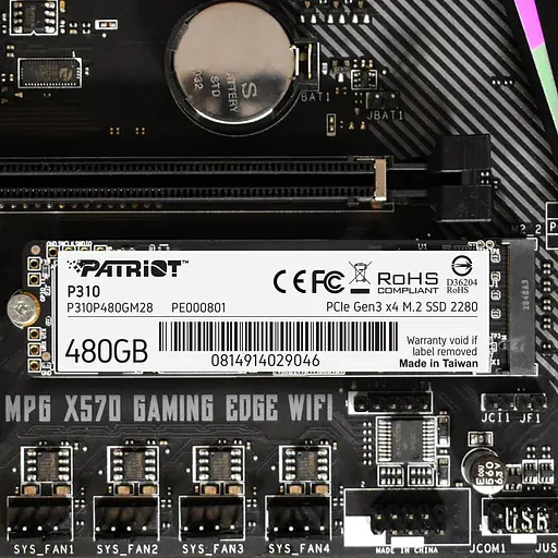 Накопичувач внутрішній швидкісний М2 SSD 480G NVMe PCIe Gen3x4 M.2 2280 PATRIOT P310 - фото 6