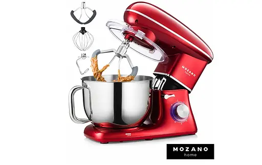 Кухонный комбайн Mozano профессиональный тестомес Kitchen Machine 2300 Вт чаша 6,2 л Red Кулинарная книга в подарок - фото 7