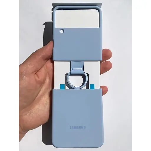Оригінальний силіконовий чохол із кільцем Samsung для Galaxy Z Flip4 Silicone Cover with Ring Arctic Blue EF-PF721TLEGUA - фото 2