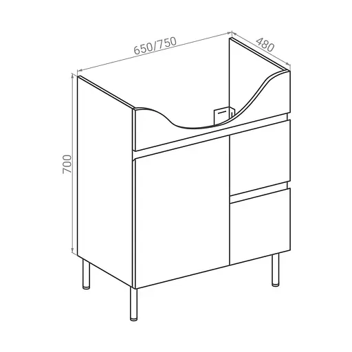 Тумба для підлоги RJ Lily-XO з умивальником RJ Lotus RZJ201 65 см Білий RJFU032-0165WHSET(RJFU032-0165WH + RZJ201) Білий - фото 2