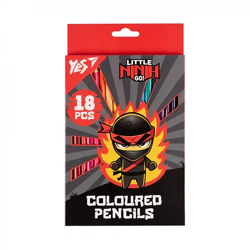 Карандаши цветные Yes Ninja, 18 цветов, красно-серый