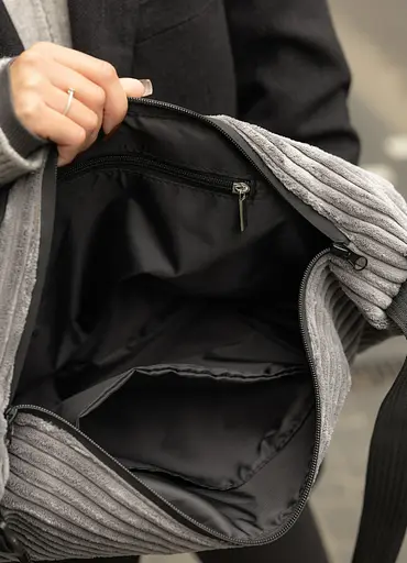 Женская сумка Sambag HOBO Bag-glove тканевая графитовая 50×28×5 см (53400809) - фото 6