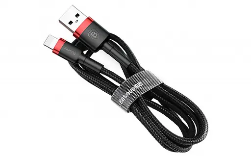 Кабель Baseus Cafule USB 2.0 to Lightning 2.4A 1 м Чорний/Червоний (CALKLF-B19) - фото 1