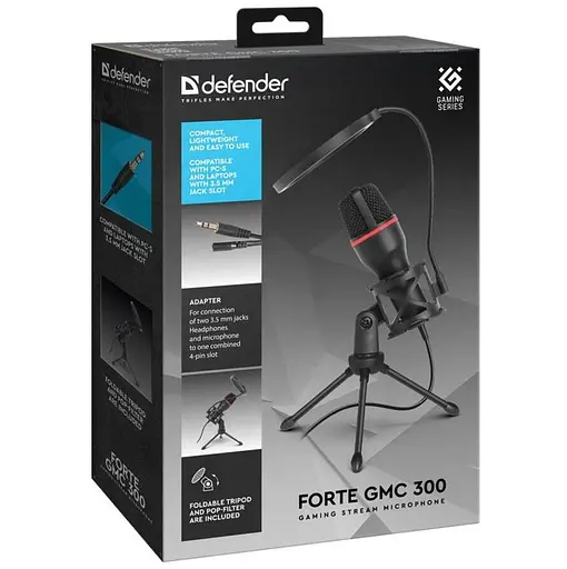 Микрофон стримовый игровой Defender Forte GMC 300 USB кабель 1.5м + подсветка (Черный) - фото 9
