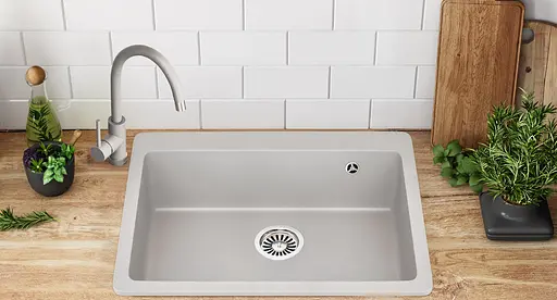 Кухонна мийка гранітна Rea Lin white ZLE-00130, Білий - фото 2