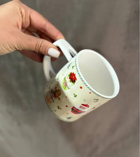 Чайный набор R36252 Домашнее Рождество керамика с ложками в подарочной коробке 280 мл Белая 2 чашки - фото 2