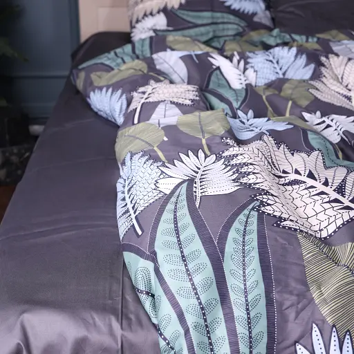 Комплект постельного белья MirSon Leaves Сатин 2x 160x220 см фиолетовый (2200012535431) - фото 3