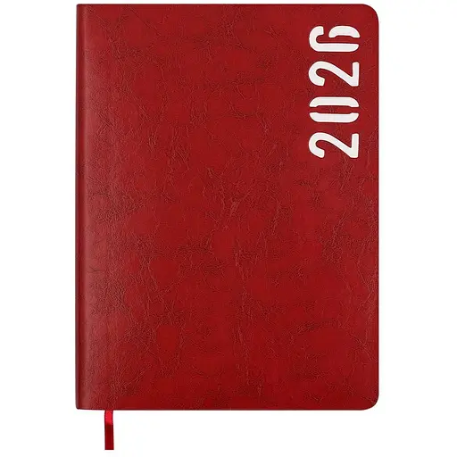 Щоденник датований Buromax Mind 2026 A5 штучна шкіра червоний (BM.21152-05)