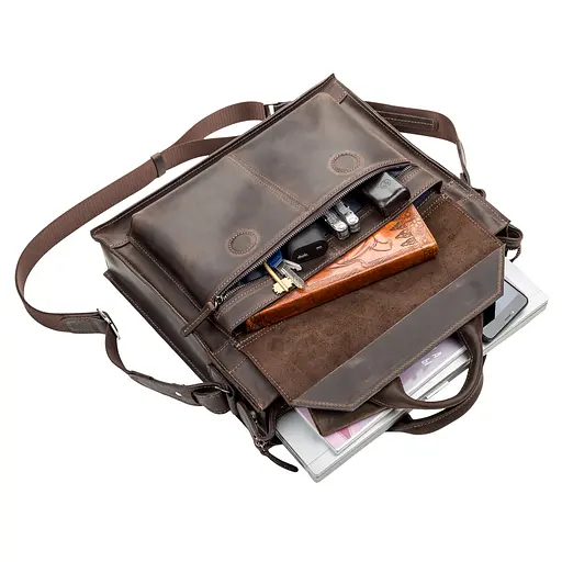 Чоловіча шкіряна сумка SHVIGEL 37х31х9,5 см sum0012570 - фото 4
