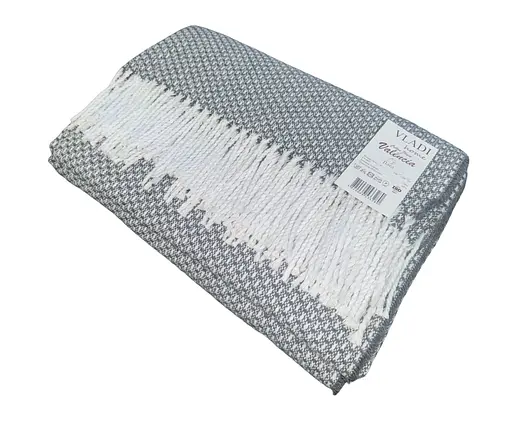 Плед бавовняний Vladi Валенсія Boucle 170х200 білий-сірий - фото 1