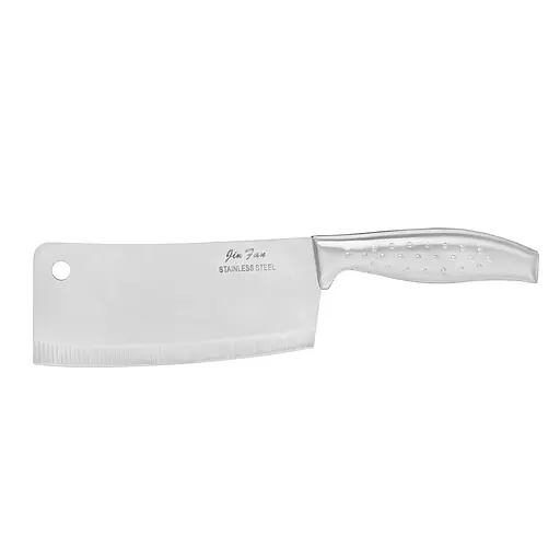 Тесак сокира сікач кухонний для обробки рубки м'яса кісток з нержавіючої сталі з рельєфною ручкою 27x8.5 см, Kitchen Master 87715 - фото 6