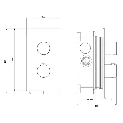 Змішувач для душу прихованого монтажу з термостатом Omnires Contour chrome CT8036CR Хром - фото 2