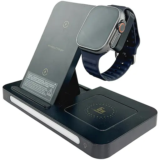 Бездротова зарядна станція для техніки Apple 3в1 15W REMAX RP-W70 з підсвіткою Чорний - фото 2