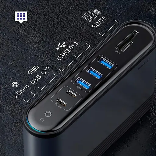 Адаптер Baseus Working Station Three-Screen Multifunctional Type-C Hub Adapter CAHub-DG0G - фото 8