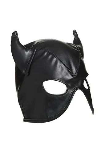 Маска Master Series Dungeon Demon Bondage Mask with Horns - Black - фото 3