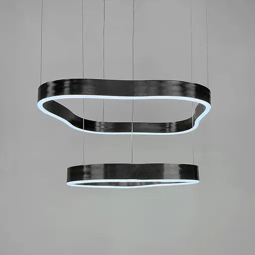 Незвичайна та ефектна люстра на 2 яруси 60+40 см у чорному корпусі | Арт. PCL004-600*400 BK | Line F - фото 4