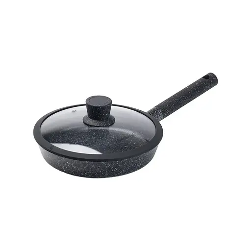 Сковорода антипригарная с крышкой Haus Roland HR155-1 ⌀ 25см алюминиевая сковорода 1,5л Черная - фото 1