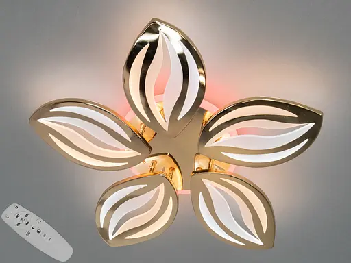 Стельова люстра з диммером і LED підсвічуванням, колір золото, 95W - фото 1