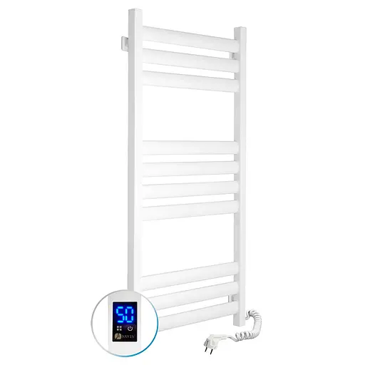 Электрический полотенцесушитель Navin Ellipse 500x1000 Sensor правосторонний с таймером, белый бархат 12-845053-5010, Белый матовый, Правое, Электронный - фото 1