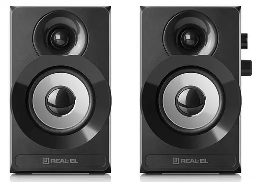 Колонки 2.0 Real-El S-217 Black, 2 x 6 Вт, МДФ, питание от сети 220V, управление спереди - фото 3