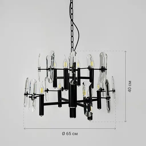 Двоярусна люстра з видовженим камінням на 8 ламп Ø 65 см | Арт. MD 2008-4+4B | Line F - фото 6