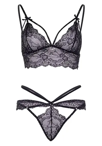 Leg Avenue Leg Avenuetrappy bralette and g-string Black S - фото 5