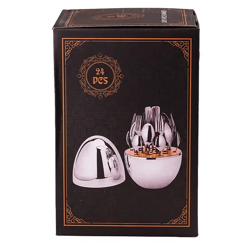 Набор столовых приборов TS Kitchen на 6 персон из нержавеющей стали Серебряный 24 штуки в яйце - фото 4