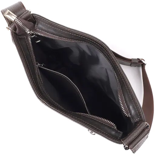 Стильна сумка через плече для чоловіків із натуральної шкіри GRANDE PELLE 26х27х6 см sum0027509 - фото 7