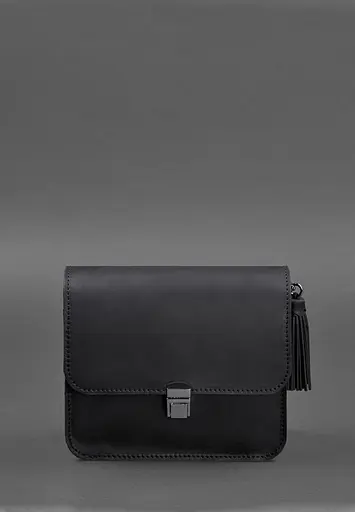 Шкіряна жіноча бохо-сумка Лілу чорна Crazy Horse - фото 6