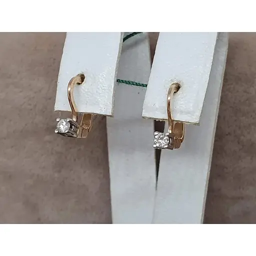 Золоті сережки ЮЗ "Багет" з діамантами. 2575 - фото 2