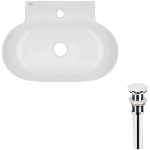 Комплект Qtap Cardinal: Раковина подвесная/накладная овальная 565х400х130 мм White + Донный клапан PU02 (QT0411K177WN47330) - фото 1