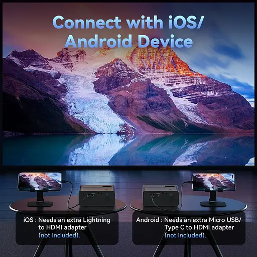 Портативний міні-проектор Einyoumily 15000 люмен підтримка Full HD 1080P - фото 3