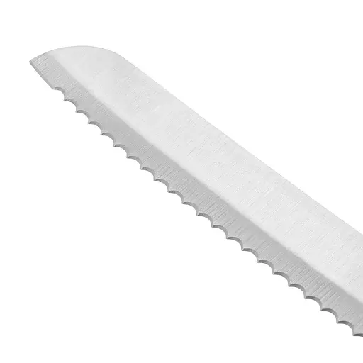 Нож зубчатый кухонный для нарезки хлеба с длинной пилой из нержавеющей стали 33.5 см, Kitchen Master Серебристый 87184 - фото 6