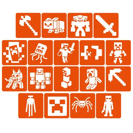 Набор трафаретов для био-тату "Minecraft" Fresh Tattoo Minecraft-5x5-18, 18 трафаретов - фото 1