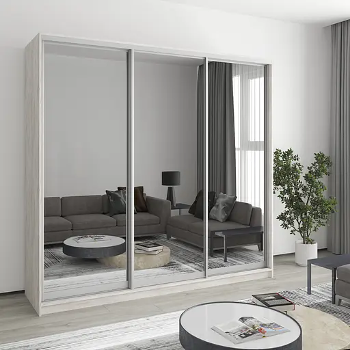 Шафа-купе тридверна MebelStar Комбо AL 3 Дзеркала 220x60x210 см Аляска сірий (MBS-3426)