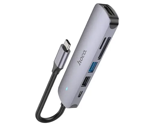 Перехідник хаб адаптер Hoco HB28 Multi-function 6-в-1 (адаптер Type-C — на 6 виходів) - фото 3