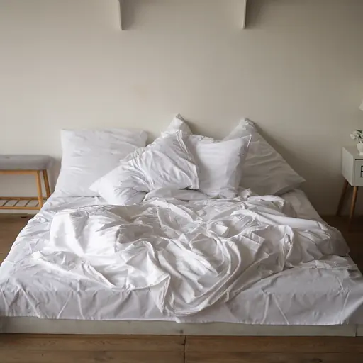 Комплект постельного белый страйп сатин 100 % хлопок белья White - двуспальный - фото 1