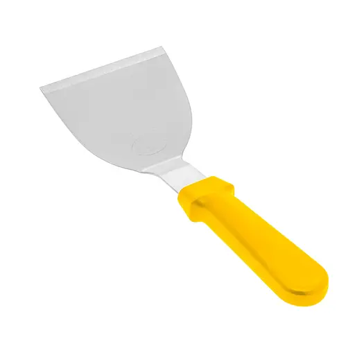Шпатель скребок лопатка для теста из нержавеющей стали с пластиковой ручкой 25 см, Kitchen Master Желтый 85762 - фото 8