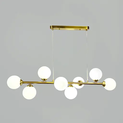 Удлиненная латунная люстра на 8 белых плафонов 100х30 см | Line F | Ст. 1548/8L AB - фото 5