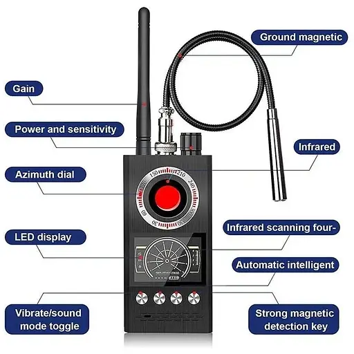 Устройство для обнаружения скрытых камер Protect K-68 детектор жучков, индикатор прослушки - фото 4