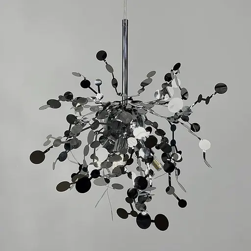 Підвісний хромований світильник з гнучких кружечків з металу Ø 40 см | Line F | Арт. 1030-400 CH - фото 7