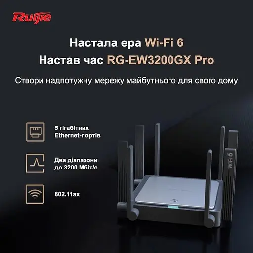Бездротовий роутер - маршрутизатор Ruijie Reyee RG-EW3200GX PRO - фото 3