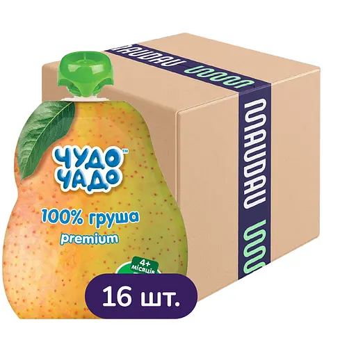 Упаковка пюре Чудо-чадо Груша без сахара пауч 1.44 кг (90 г х 16 шт.) - фото 1