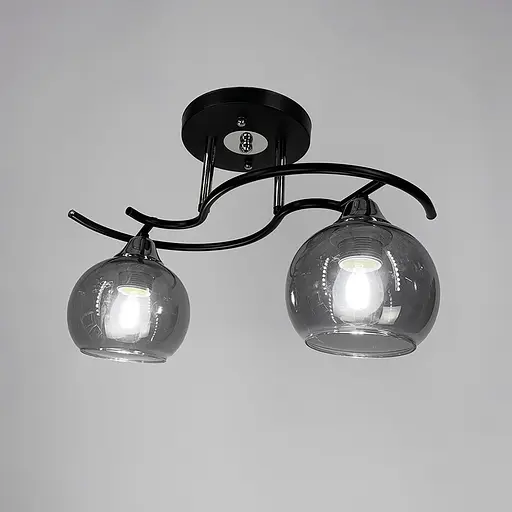 Сучасна люстра в чорному корпусі на 2 графітових плафони | Арт. 11585/2D | Line F - фото 6