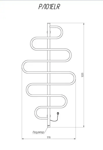 Электрический полотенцесушитель Kosser Лиана 1200x570 ЕLR рег. РЛ01ЕLR, Хром, нижнее - фото 6