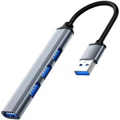 Хаб Usb Dynamode DM-UH-312, Grey, Usb 3.0 - 1xUsb 3.0 / 3xUsb 2.0, алюминиевый корпус - фото 1